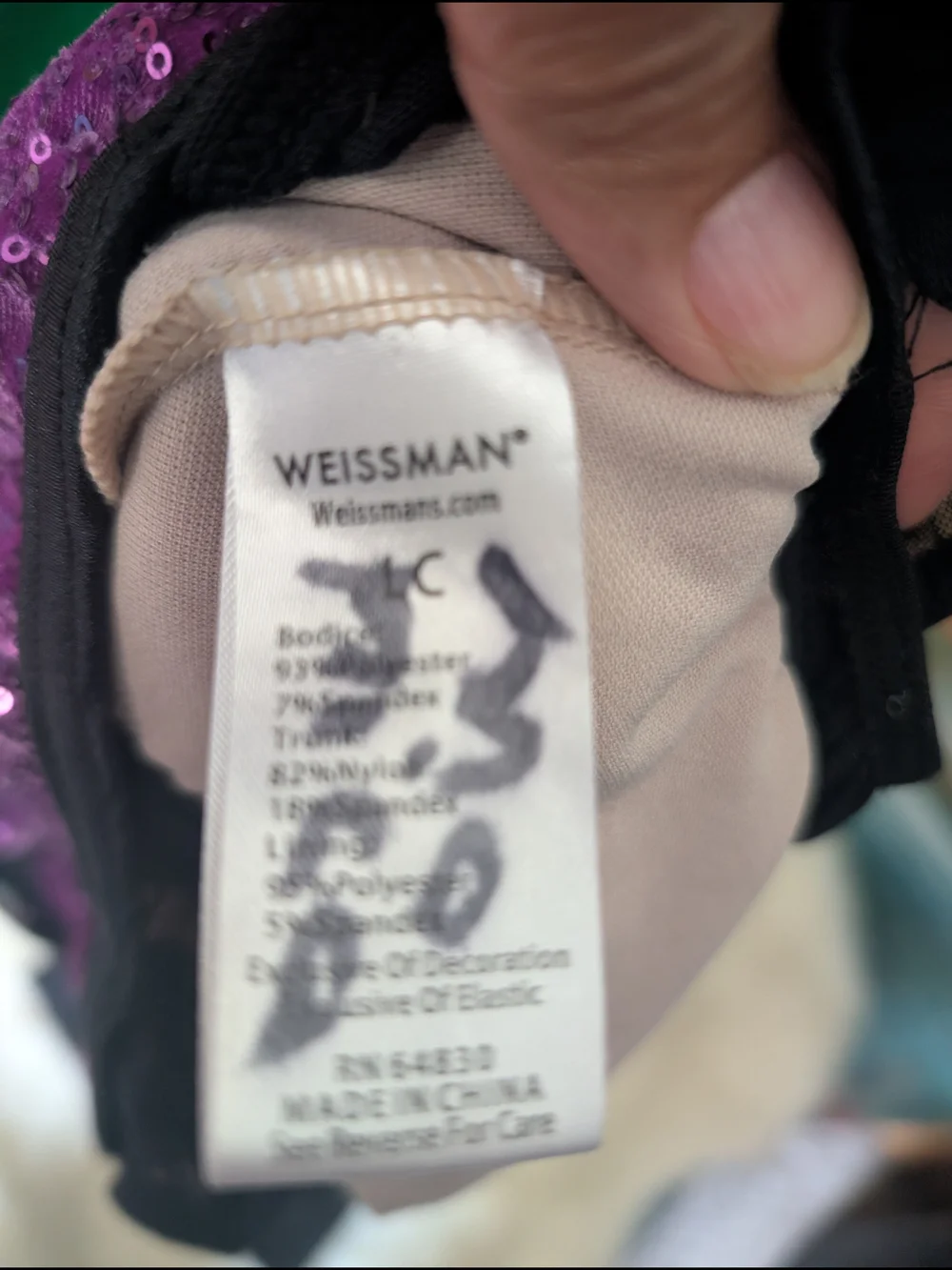 Weissman Purple and Black Sequin Childs Dance Leotard 
